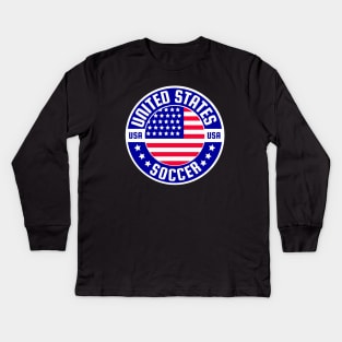 Usa Flag Soccer Kids Long Sleeve T-Shirt